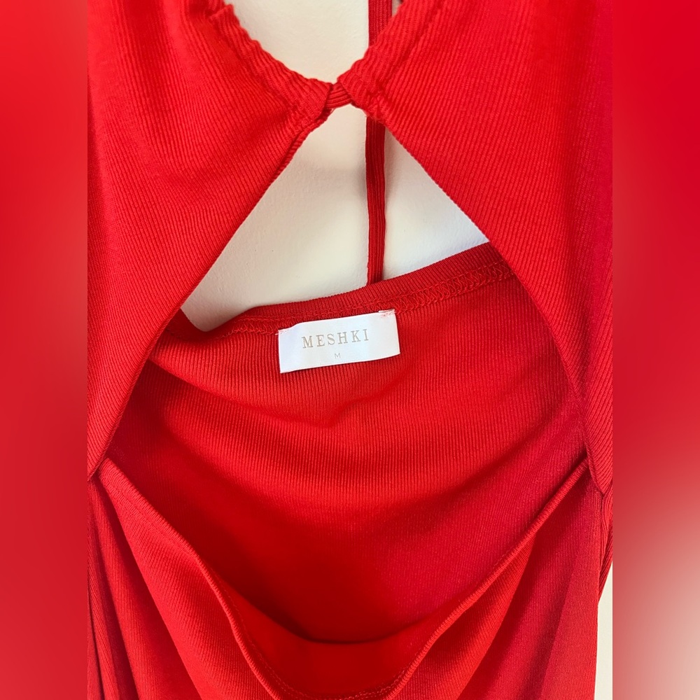 Meshki Red Cut-Out Midi Dress - Picture 6 of 10